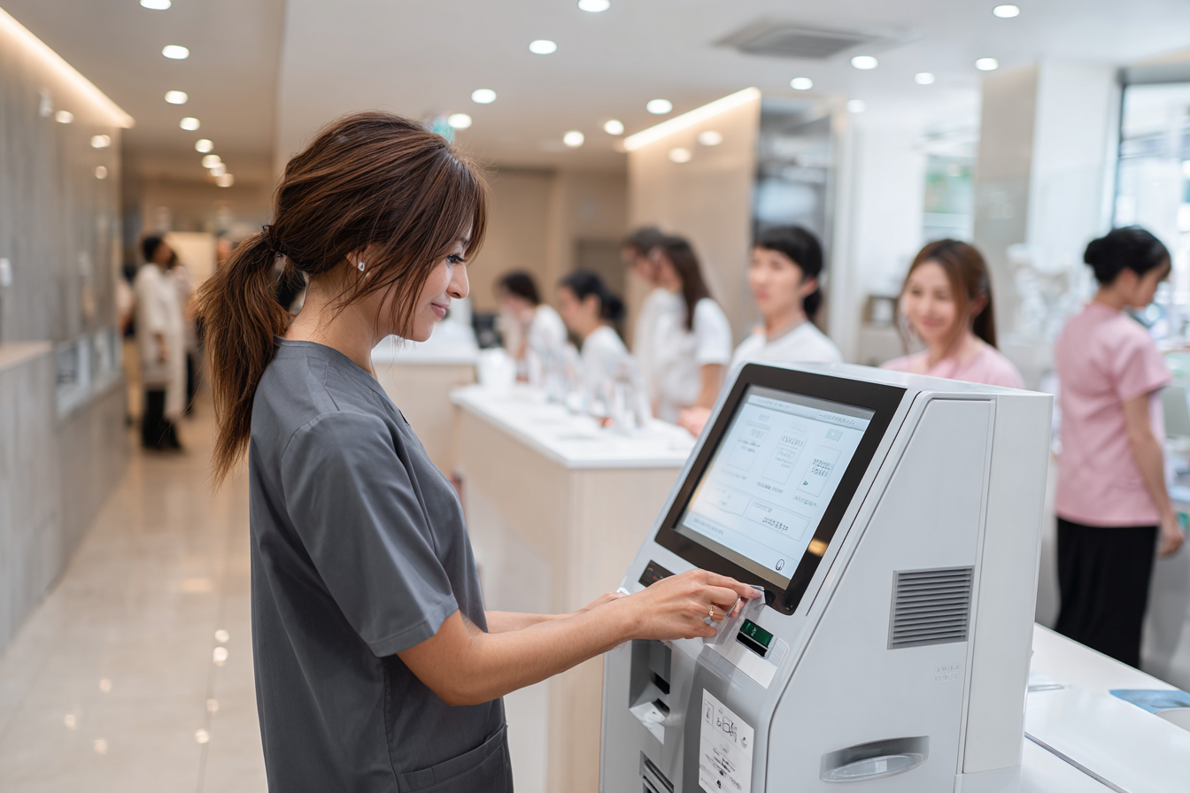 お支払いに自動精算機を導入